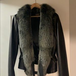 Danier Leather jacket w Fox Trim